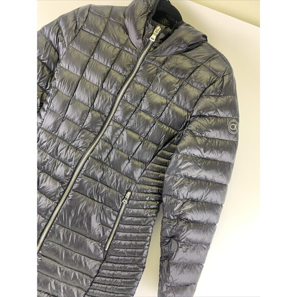 BOGO Calvin Klein Packable Lightweight Premium Down Jacket Hooded Black Puffer M - Picture 4 of 14